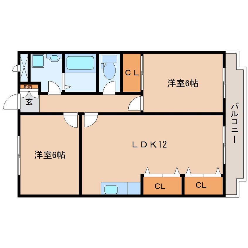 間取図 近鉄大阪線（近畿）/近鉄下田駅 徒歩14分 2階 築29年