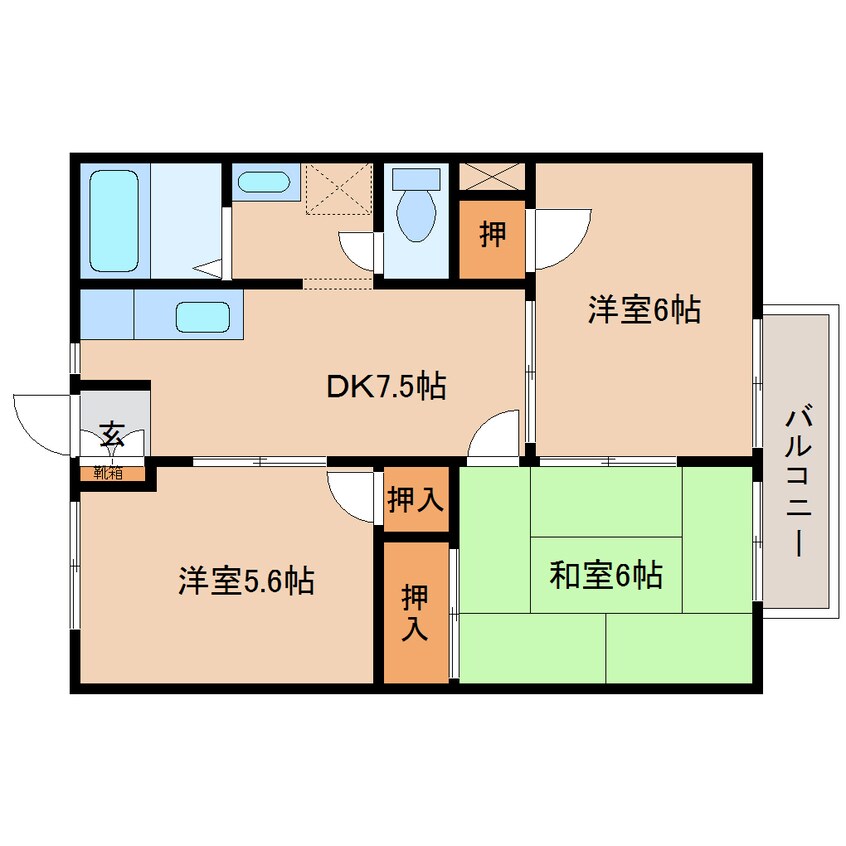 間取図 近鉄大阪線（近畿）/近鉄下田駅 徒歩10分 1階 築30年