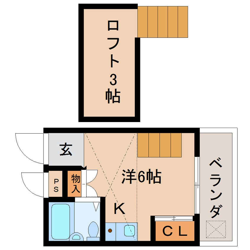 間取図 近鉄大阪線（近畿）/二上駅 徒歩6分 2階 築32年