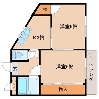 間取図 近鉄大阪線（近畿）/関屋駅 徒歩5分 2階 築32年