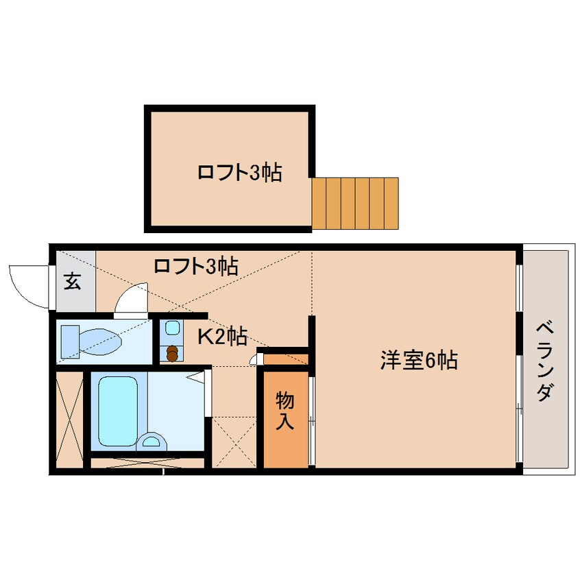 間取図 近鉄大阪線（近畿）/五位堂駅 徒歩8分 2階 築24年