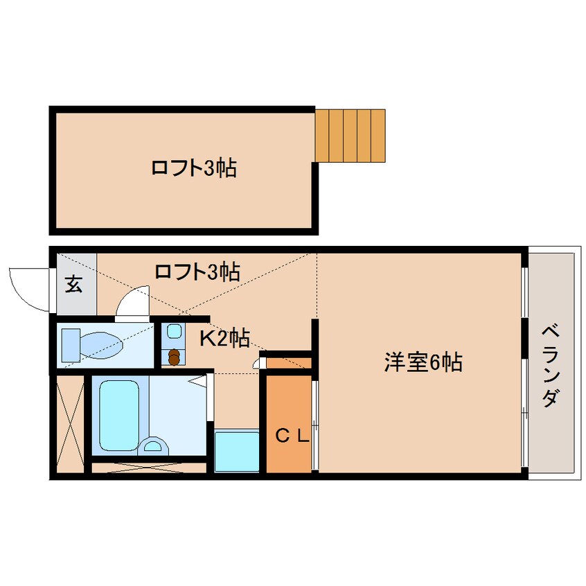 間取図 近鉄大阪線（近畿）/五位堂駅 徒歩8分 2階 築24年