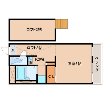 間取図 近鉄大阪線（近畿）/五位堂駅 徒歩8分 2階 築24年