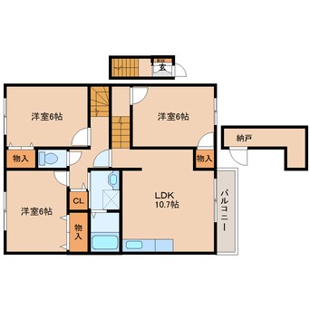 間取図 近鉄大阪線（近畿）/五位堂駅 徒歩10分 2階 築17年