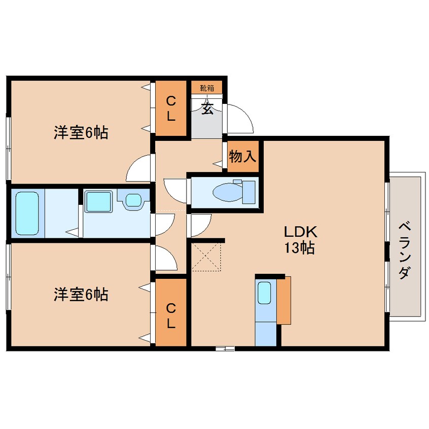 間取図 近鉄大阪線（近畿）/二上駅 徒歩4分 2階 築17年