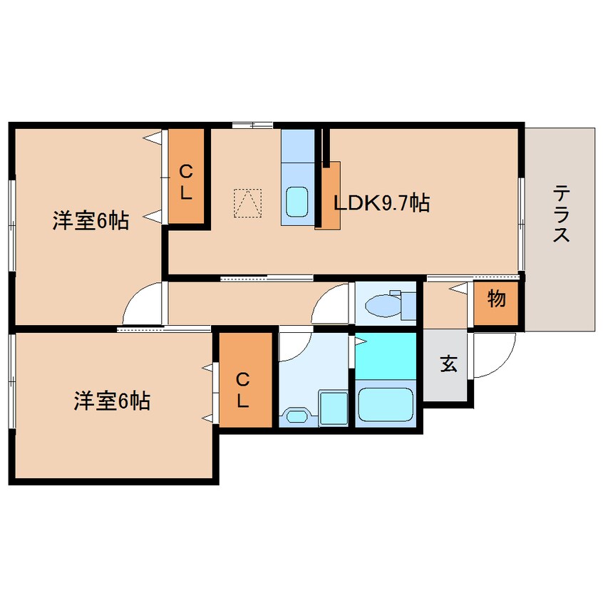 間取図 近鉄大阪線（近畿）/五位堂駅 バス9分馬見北６丁目下車:停歩1分 1階 築17年