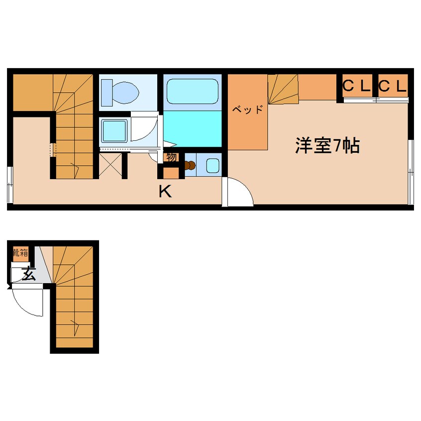 間取図 近鉄大阪線（近畿）/五位堂駅 徒歩11分 2階 築17年