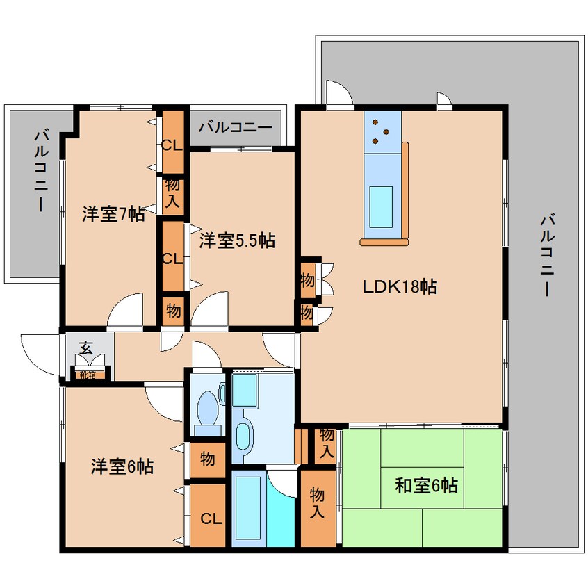 間取図 近鉄大阪線（近畿）/五位堂駅 徒歩3分 4階 築24年