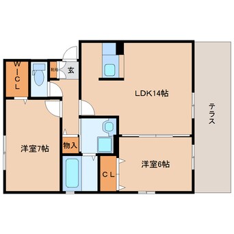 間取図 近鉄大阪線（近畿）/二上駅 徒歩9分 1階 築19年