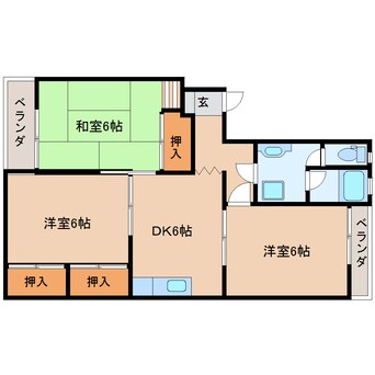 間取図 和歌山線/志都美駅 徒歩5分 2階 築46年