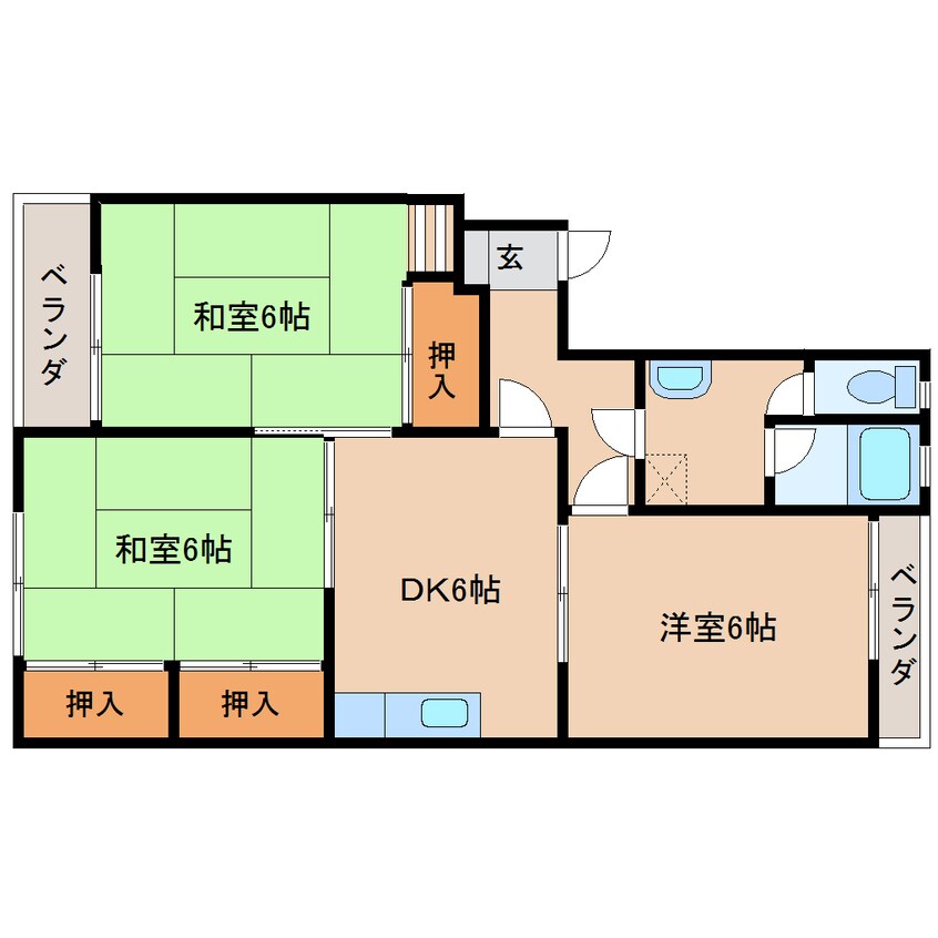 間取図 和歌山線/志都美駅 徒歩5分 3階 築46年