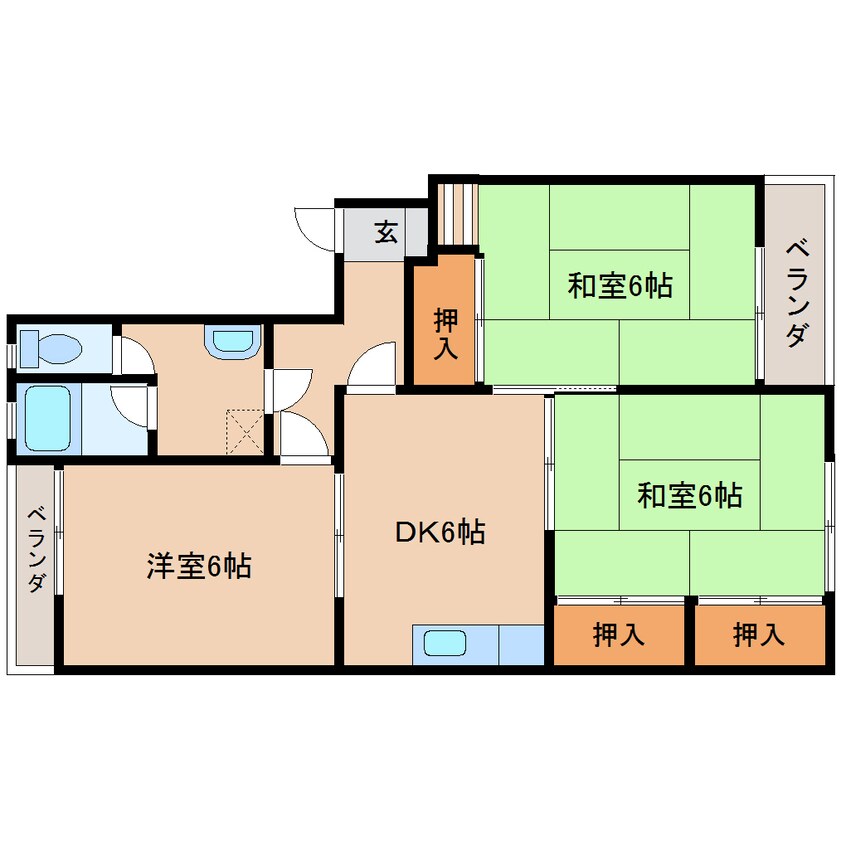 間取図 和歌山線/志都美駅 徒歩5分 5階 築46年