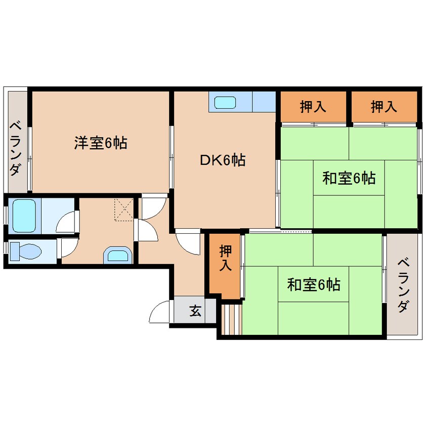 間取図 和歌山線/志都美駅 徒歩5分 5階 築46年