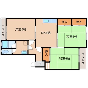 間取図 和歌山線/志都美駅 徒歩5分 5階 築47年