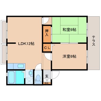 間取図 近鉄大阪線（近畿）/五位堂駅 バス8分馬見中2丁目下車:停歩3分 1階 築31年