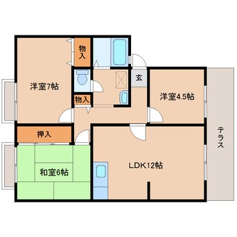 間取図 近鉄大阪線（近畿）/五位堂駅 バス8分馬見中2丁目下車:停歩3分 1階 築30年