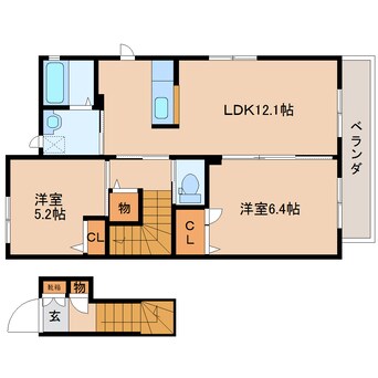 間取図 近鉄大阪線（近畿）/五位堂駅 徒歩12分 2階 築16年