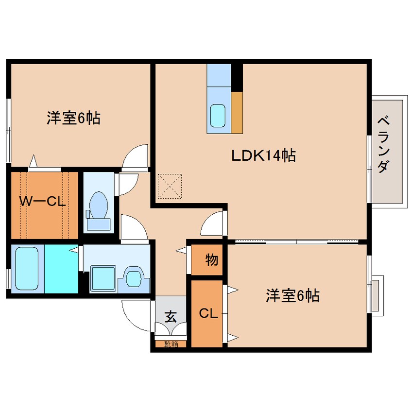 間取図 近鉄大阪線（近畿）/近鉄下田駅 徒歩18分 2階 築16年