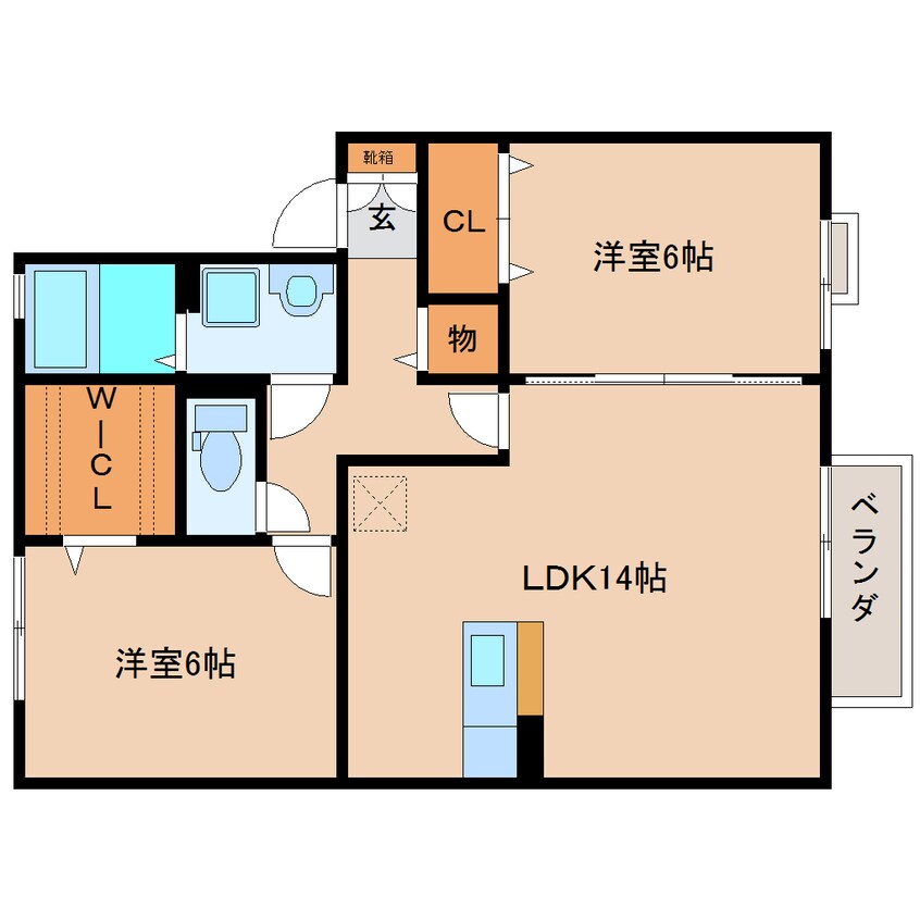 間取図 近鉄大阪線（近畿）/近鉄下田駅 徒歩18分 2階 築16年