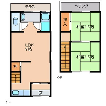 間取図 近鉄大阪線（近畿）/五位堂駅 徒歩1分 1階 築59年