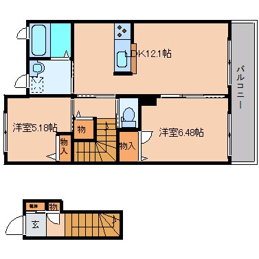 間取り図 近鉄大阪線（近畿）/近鉄下田駅 徒歩8分 2階 築16年