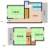 近鉄大阪線（近畿）/五位堂駅 徒歩14分 1-2階 築55年 3DKの間取り