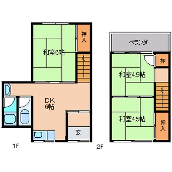 間取図 近鉄大阪線（近畿）/五位堂駅 徒歩9分 1階 築41年