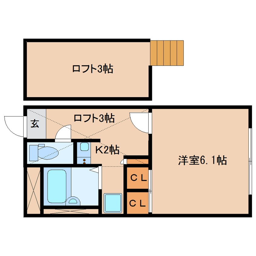 間取図 近鉄大阪線（近畿）/五位堂駅 徒歩13分 2階 築17年