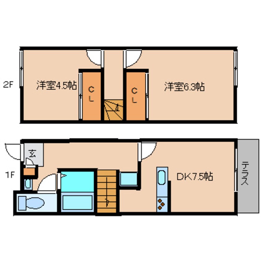 間取図 近鉄大阪線（近畿）/二上駅 徒歩13分 1-2階 築19年