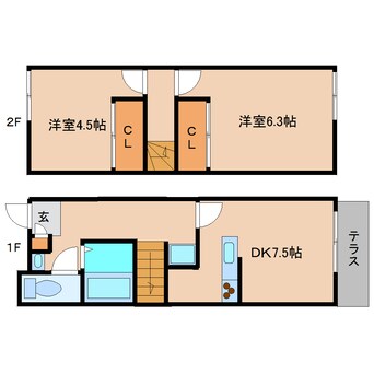間取図 近鉄大阪線（近畿）/二上駅 徒歩13分 1階 築20年
