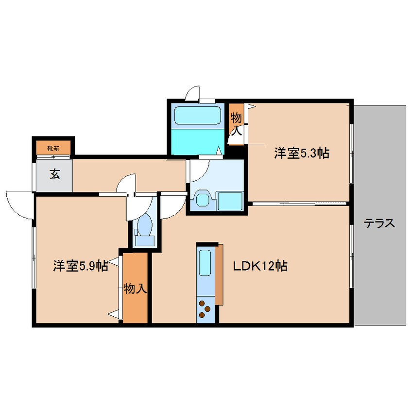 間取図 近鉄大阪線（近畿）/二上駅 徒歩7分 1階 築14年