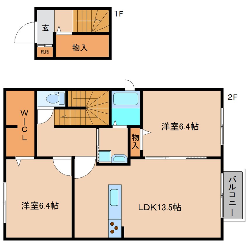 間取図 近鉄大阪線（近畿）/二上駅 徒歩7分 2階 築14年