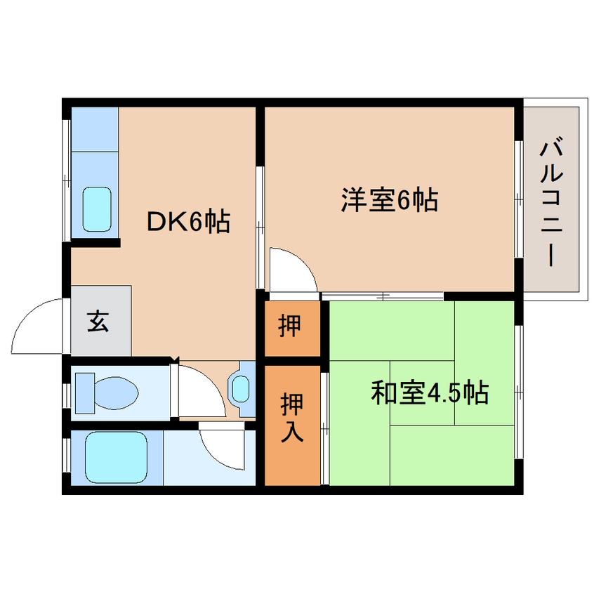 間取図 近鉄大阪線（近畿）/二上駅 徒歩10分 2階 築49年