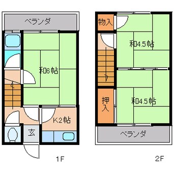 間取図 近鉄大阪線（近畿）/近鉄下田駅 徒歩17分 1階 築45年