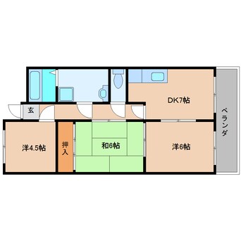 間取図 和歌山線/志都美駅 徒歩9分 3階 築28年