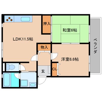 間取図 近鉄大阪線（近畿）/二上駅 徒歩14分 2階 築21年
