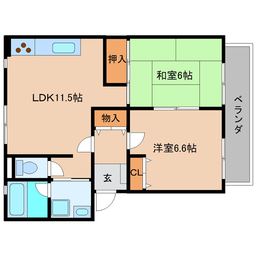 間取図 近鉄大阪線（近畿）/二上駅 徒歩14分 2階 築21年