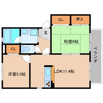 間取図 近鉄大阪線（近畿）/二上駅 徒歩14分 2階 築21年