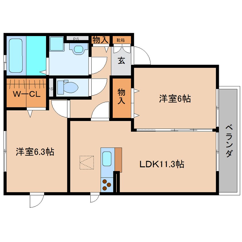 間取図 近鉄大阪線（近畿）/二上駅 徒歩10分 1階 築13年