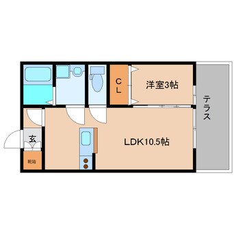 間取図 近鉄大阪線（近畿）/五位堂駅 徒歩7分 1階 築18年