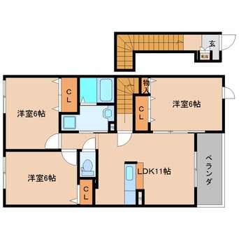 間取図 和歌山線/香芝駅 徒歩14分 2階 築12年