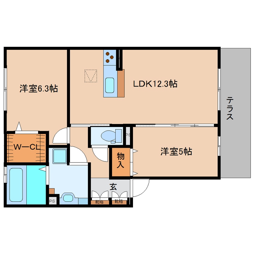 間取図 近鉄大阪線（近畿）/五位堂駅 徒歩20分 1階 築13年