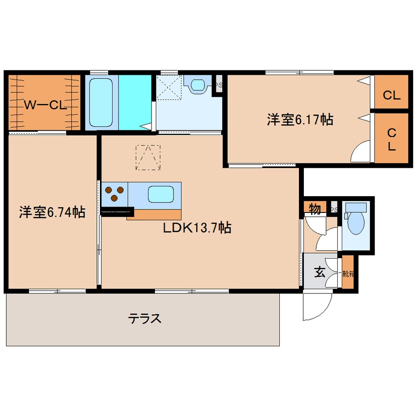 間取図 近鉄大阪線（近畿）/近鉄下田駅 徒歩9分 1階 築12年