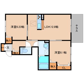 間取図 近鉄大阪線（近畿）/二上駅 徒歩7分 1階 築11年