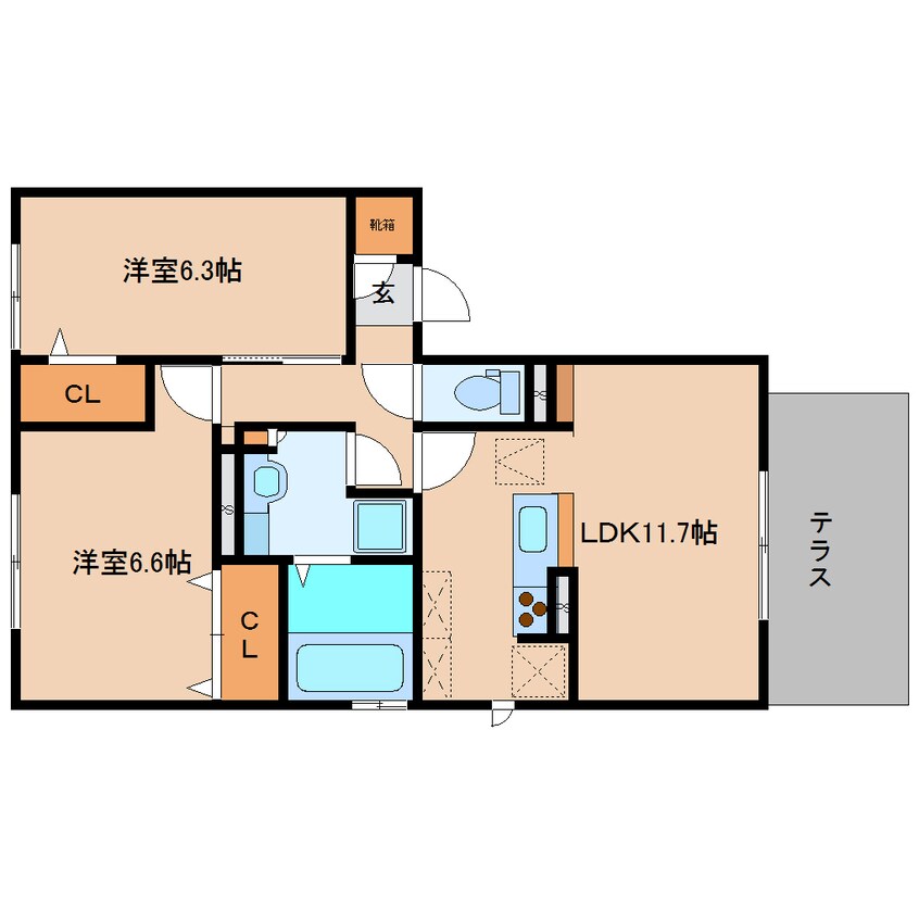 間取図 近鉄大阪線（近畿）/近鉄下田駅 徒歩9分 1階 築10年