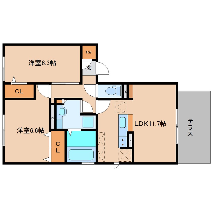 間取図 近鉄大阪線（近畿）/近鉄下田駅 徒歩9分 1階 築11年