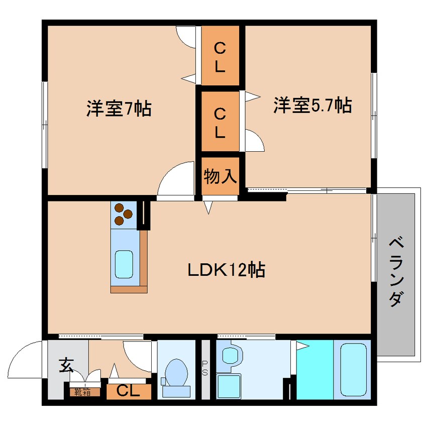 間取図 近鉄大阪線（近畿）/二上駅 徒歩5分 2階 築10年