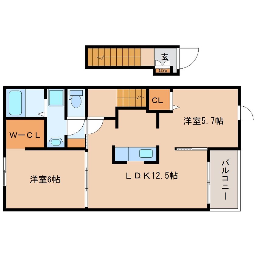 間取図 近鉄大阪線（近畿）/近鉄下田駅 徒歩6分 2階 築9年