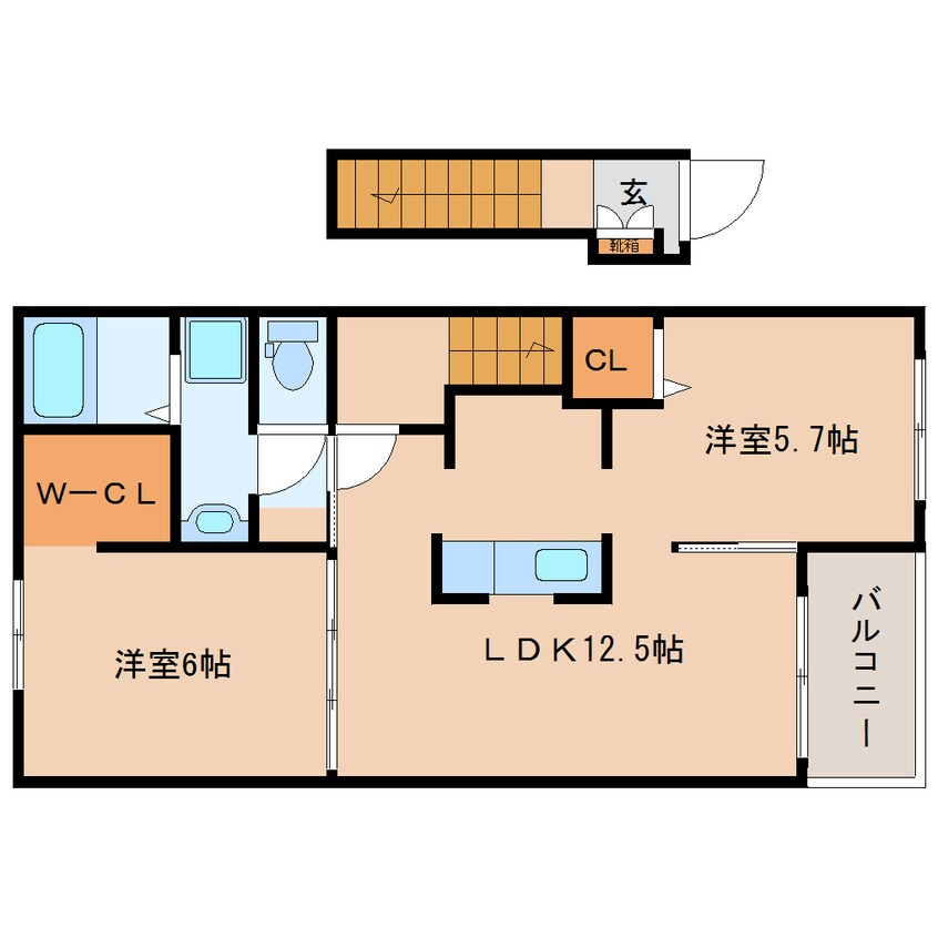 間取図 近鉄大阪線（近畿）/近鉄下田駅 徒歩6分 2階 築8年