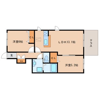 間取図 近鉄大阪線（近畿）/二上駅 徒歩11分 1階 築8年